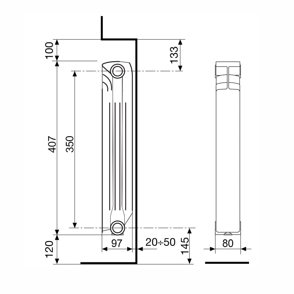 Радиатор алюминиевый Nova Florida BIG D3 500/100 WHITE