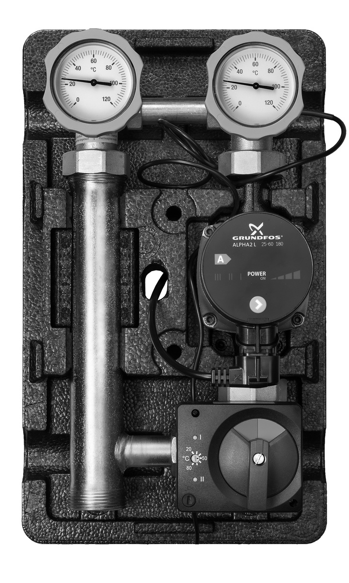 Насосная группа(8 поколение)Meibes MK 1" с насосом Grundfos UPS 25-60(электронный термостат)